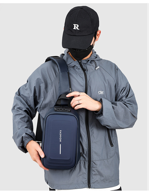 2024 Spring Sports chest backpacks, cross-border wholesale USB charging port bags, men's crossbody bags, fashionable single-shoulder bags undefined