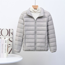 轻薄羽绒服女新款加肥加大码胖mm200斤女中老年短款立领连帽外套