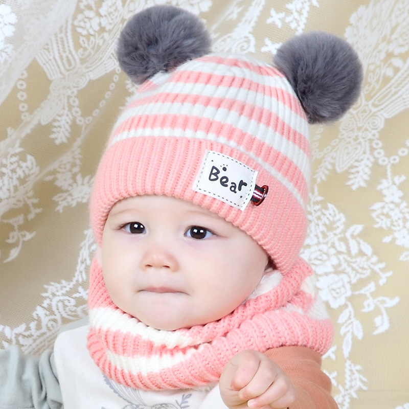 男の子の頭の帽子の赤ちゃんのニットの毛糸の帽子の女の子の秋冬の赤ちゃんの帽子とベルベットの厚い保温の子供の帽子|undefined