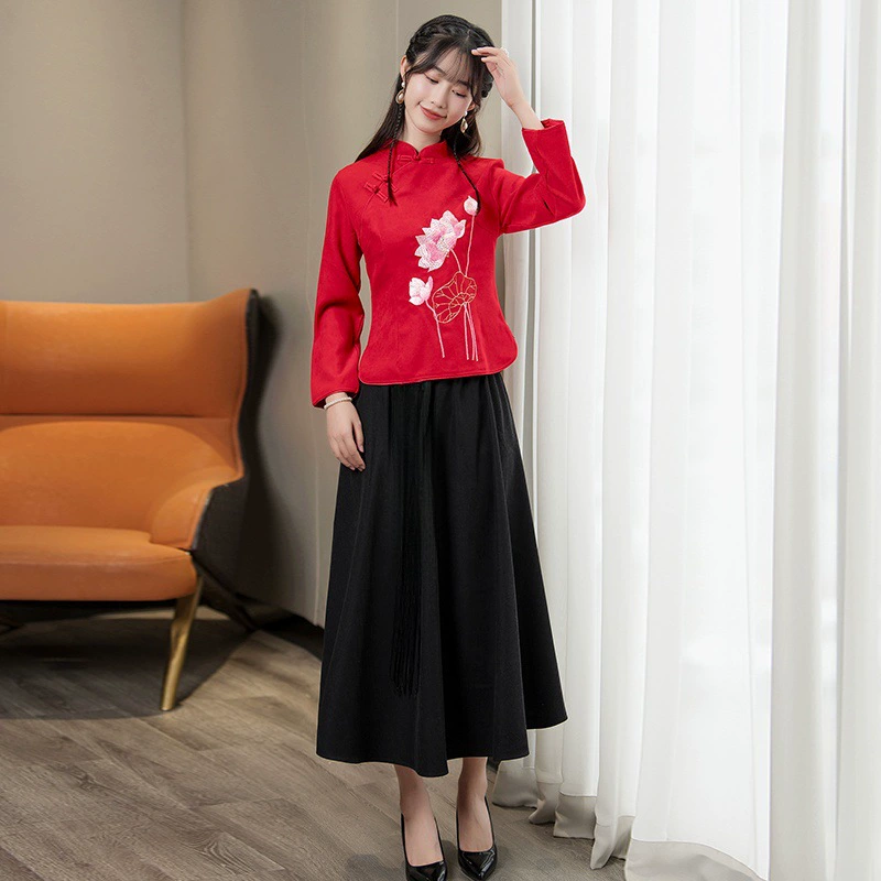Демисезонное чхонсам(чонсам)?, trousers, set for work, Chinese style