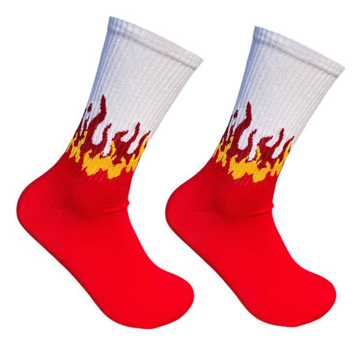 2025d For Men And Women, Ins Style Mid-Calf Socks, Hip-Hop Street Skateboard Flame Sports Versatile Couple High-Top Long Socks_voghion.com