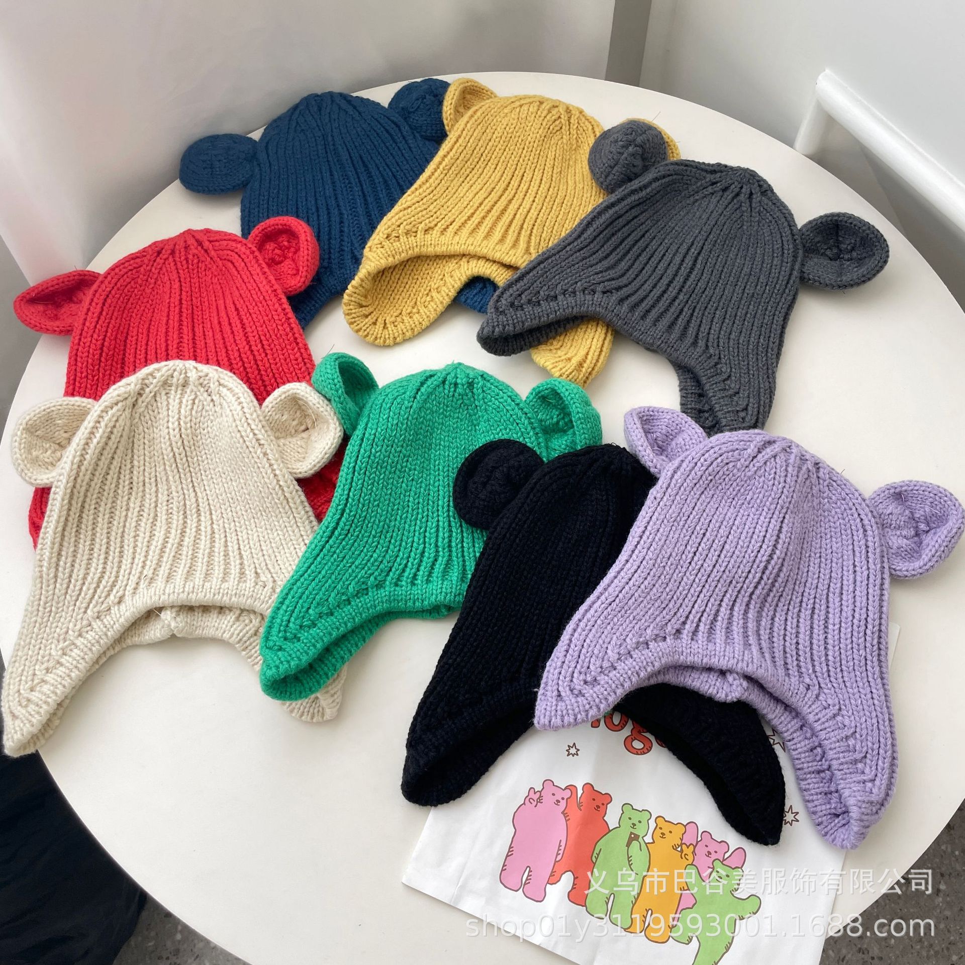 Children&#39;s knitted hats Mickey Ears lovely Autumn and winter men and women baby Curling Sets of headgear Ear cap wholesale