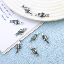 热销合金diy配饰9x20mm长条鱼吊坠海洋项链手链耳饰饰品配件批发