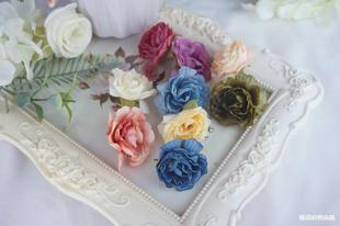 Handmade DIY Rose Head Silk Flower Artificial Flower Fake Flower Hair Accessories Material Bridal Wrist Flower Garland Material Accessories