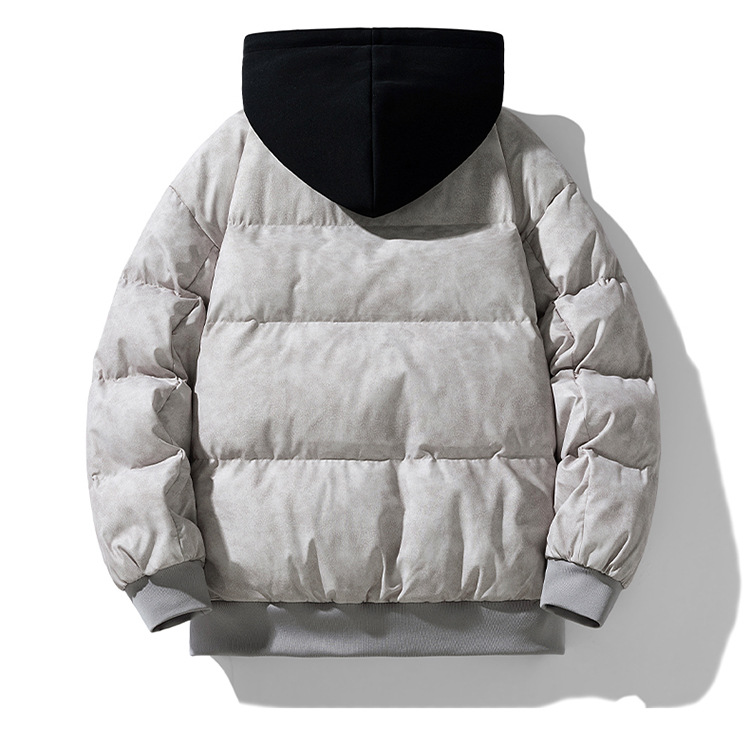 Giacca invernale da uomo in cotone con cappuccio - Cappotto spesso e caldo, design bicolore alla moda, opzioni nero/grigio/viola_voghion.com