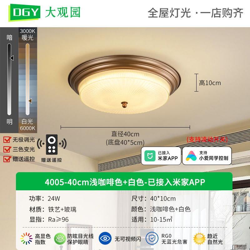 [Estrictamente seleccionado] Lámpara de techo americana simple retro country francés redondo led sala de estar habitación estudio lámpara 118L