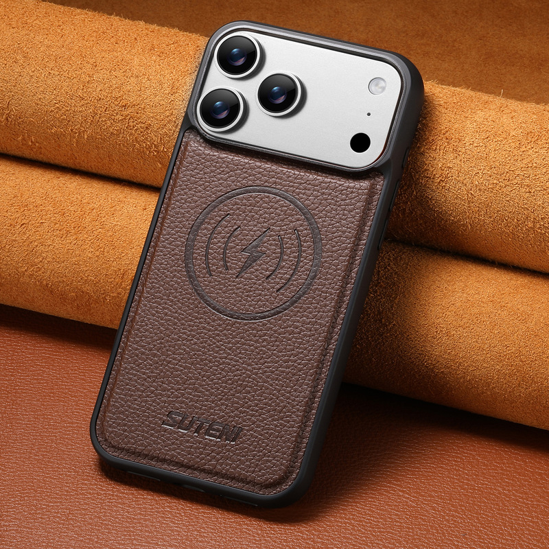Suteni Is Suitable for Iphone18Promax Mobile Phone Case, Lychee Pattern Apple Leather Case, Magsafe Wireless Charging Suteni Is Suitable for Iphone18Promax Mobile Phone Case, Lychee Pattern Apple Leather Case, Magsafe Wireless Charging