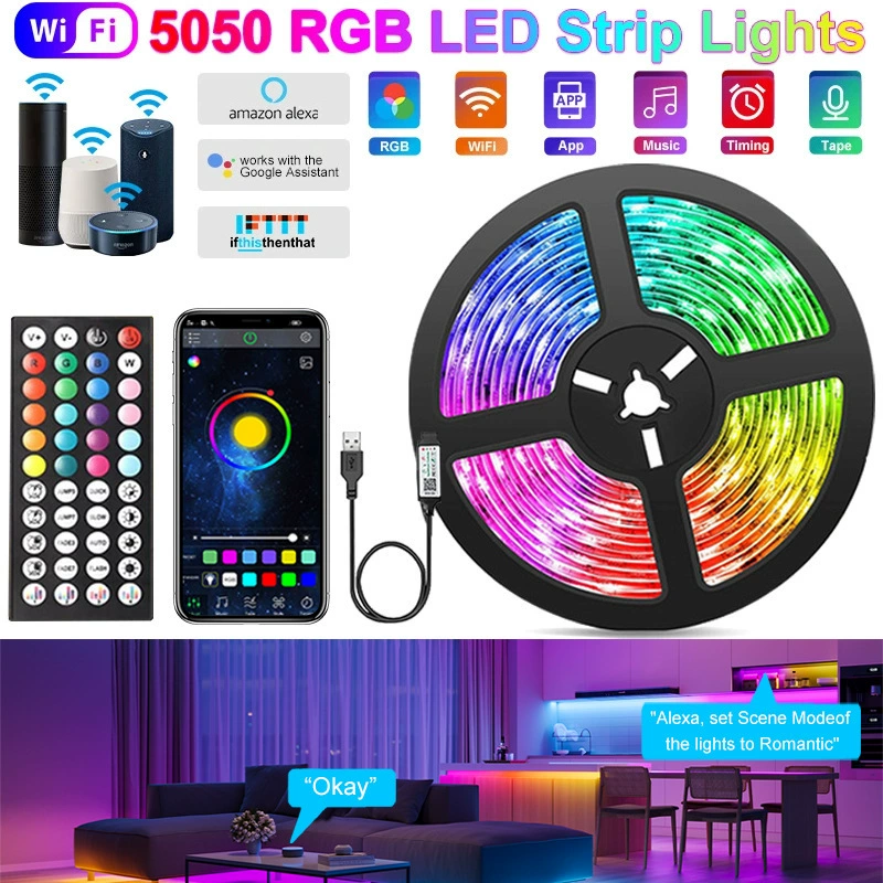 Лента с низким напряжением 5 В — лампа 5050 wifi смарт LED ремень для света RGB музыкальная лента USB голос Bluetooth управление