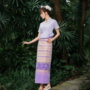 Songkran Festival Dai Skirt Suit Summer Short Sleeve Xishuangbanna Traditional Dai Suit Slimming Thai Tube Skirt