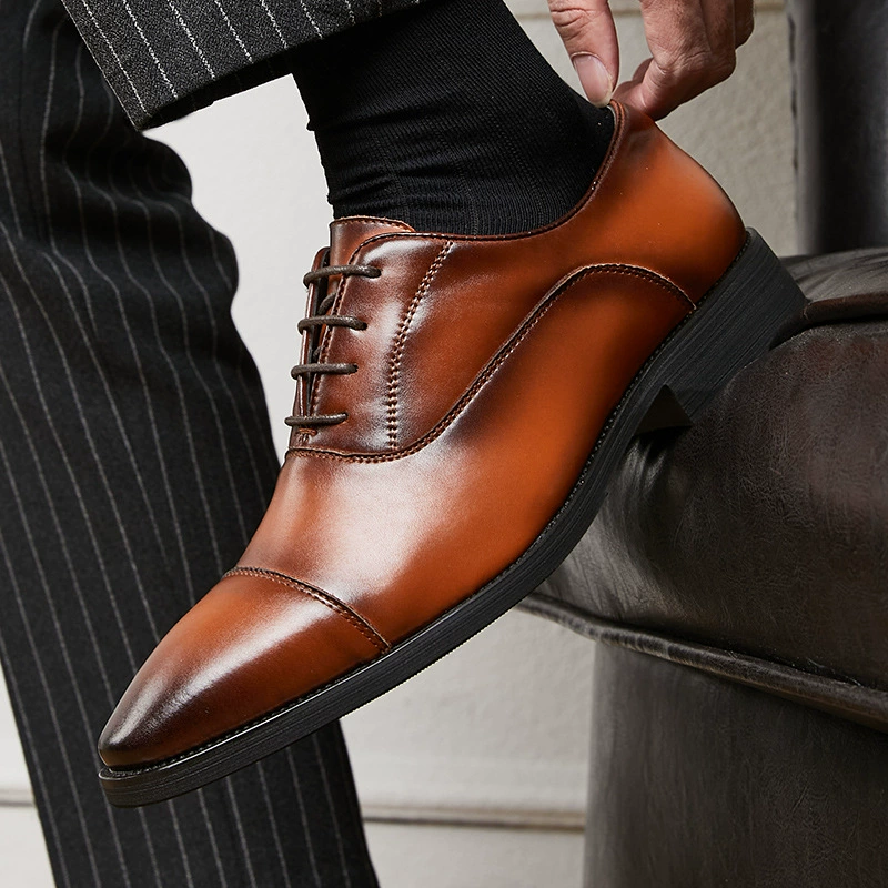 Кожаные туфли с тремя суставами, Мужская черная новая деловая официальная Мужская обувь для поднятия роста, интервью, свадебные туфли для жениха в отеле