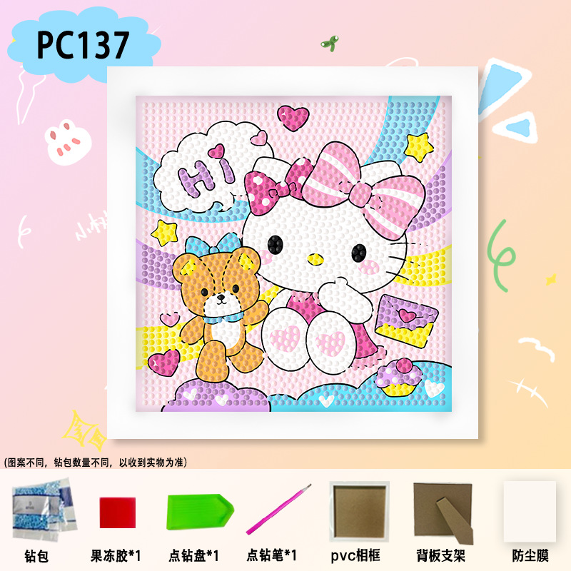 Nueva pintura de diamantes Nezha para niños hechos a mano bricolaje dibujos animados Sanrio pegatinas de mampostería juguetes de diamantes adhesivos para niñas