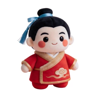 汉服娃娃公仔打样 短毛绒棉花娃娃玩具批量定制DIY玩偶衣服生产
