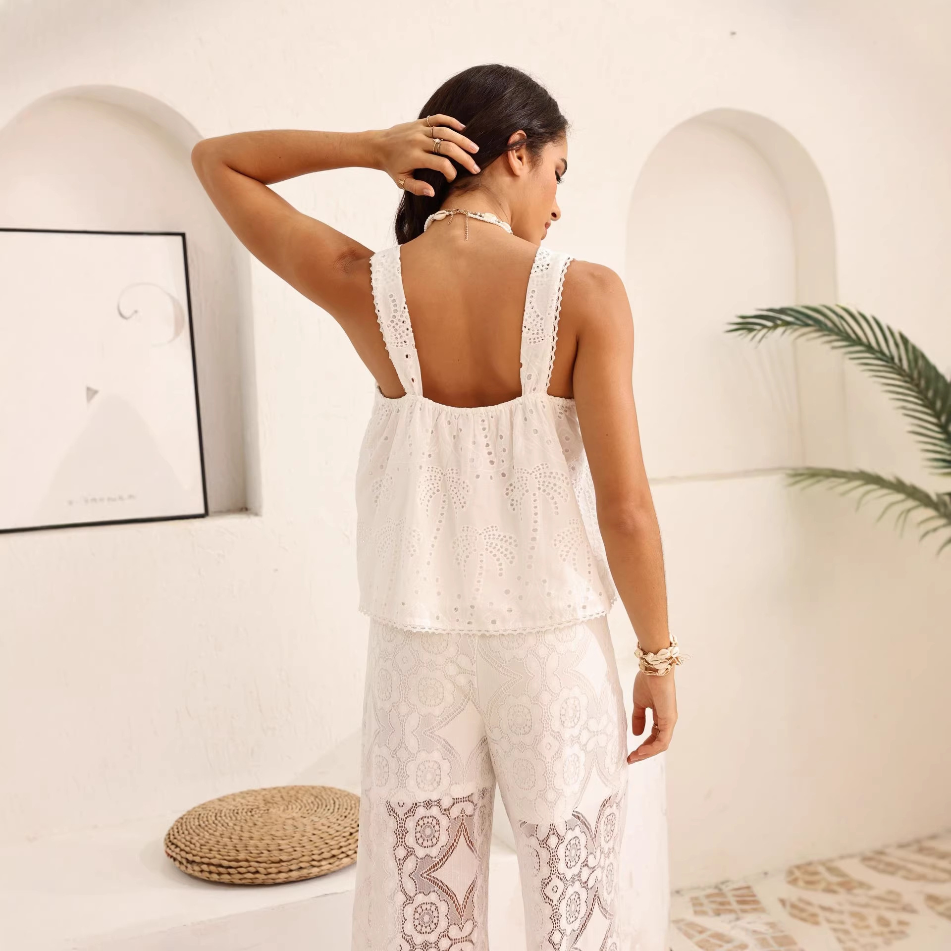 Europa y los Estados Unidos comercio exterior ropa de mujer de verano chaleco de encaje chaleco francés elegante refrescante algodón mostrando la parte superior image 5