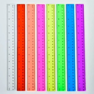 跨境30厘米直尺5把8把12把套装彩色塑料透明直尺分装厂家批发现货