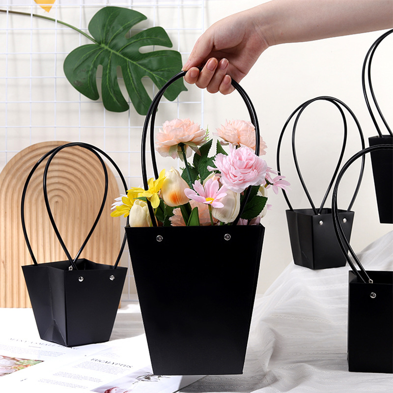 Pink waterproof flower mud flower arrangement flower bag potted fleshy white cardboard bag handbag black flower box packaging bag