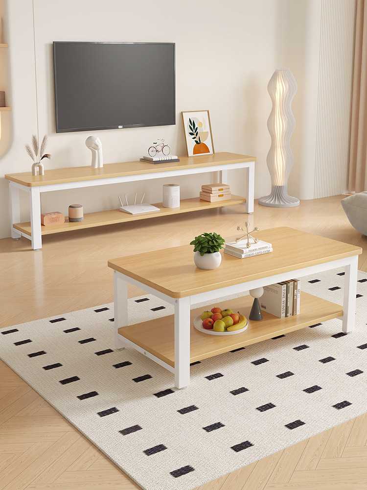Small Apartment Coffee Table Tv Cabinet Combination Floor-Standing Living Room Tv Cabinet Rental House B&B Simple Tv Rack