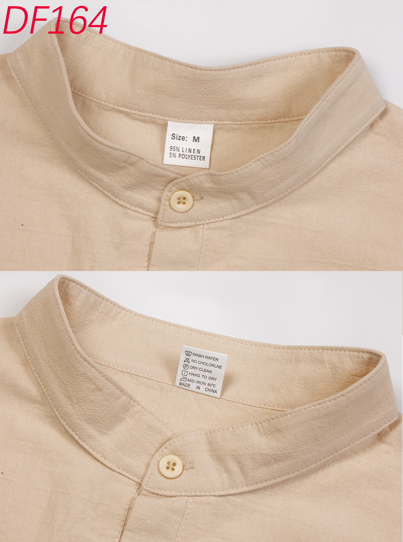 Camicia uomo casual in lino con maniche lunghe e collo coreana_voghion.com