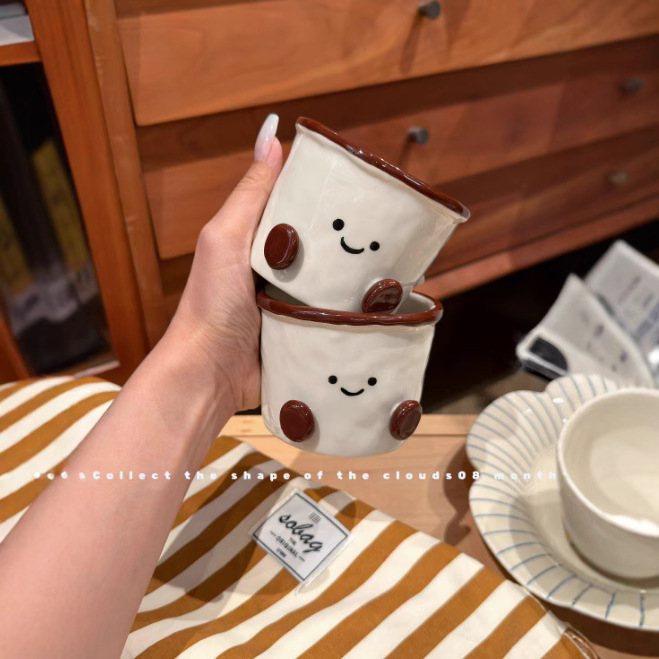 新作ins超可愛いココア豆シリーズ可愛いミニカップ両耳カップ丼ご飯茶碗デザートボウルサラダプレート|undefined