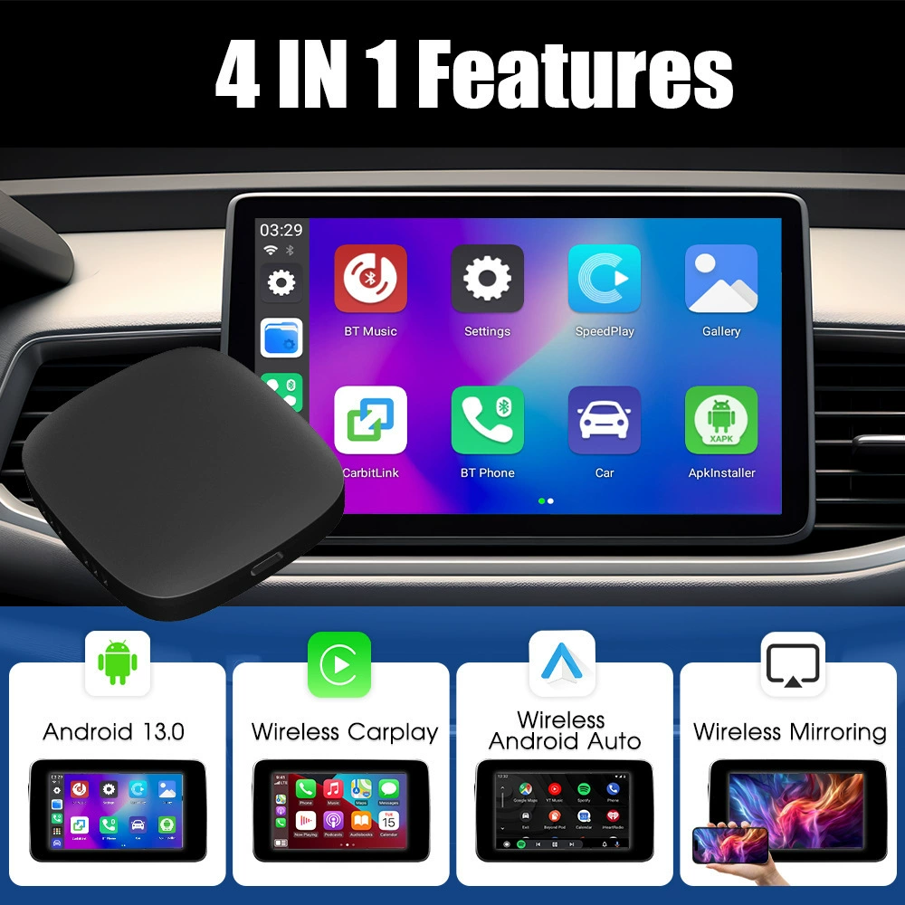 USB-проводной к беспроводному CarPlay | Android Auto | Android 13.0 коробка для взаимодействия автомобиля