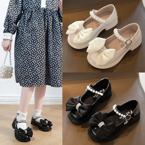 Girls Leather Shoes 2024 Summer New Children's Soft Soled Princess Shoes Little Girls Spring and Autumn Performance Shoes Student Single Shoes