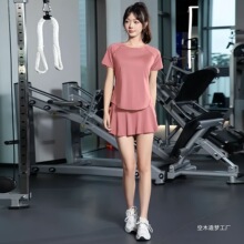 瑜伽服夏季套装女运动晨跑步外穿速干休闲女羽毛球服休闲健身减肥