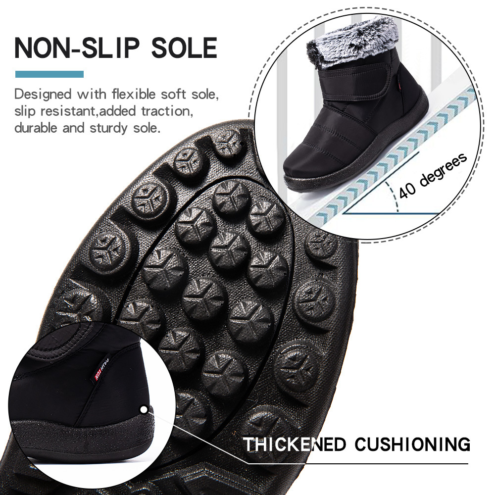 23 nuevas botas de nieve transfronterizas de las mujeres calientes del comercio exterior Velcro impermeable más tamaño anti-piel de conejo botas de mujer casual de las mujeres