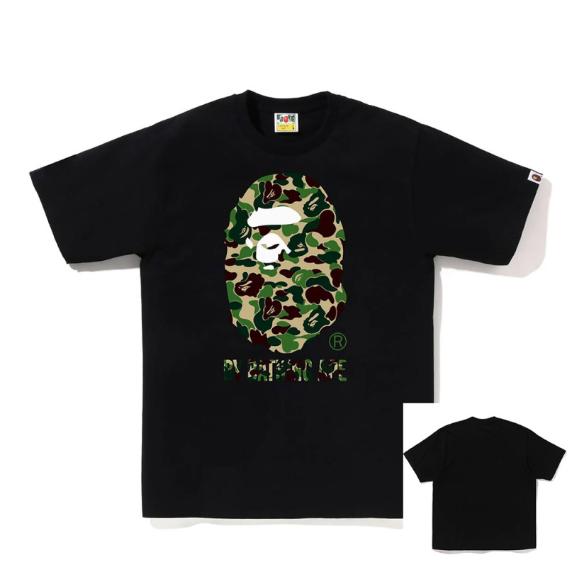 APE Ape トレンドブランド 外国貿易 ヘビーウェイト ピュアコットン ラウンドプリント ユニセックス ゆったり プレミアム 半袖 Tシャツ 25SS|undefined