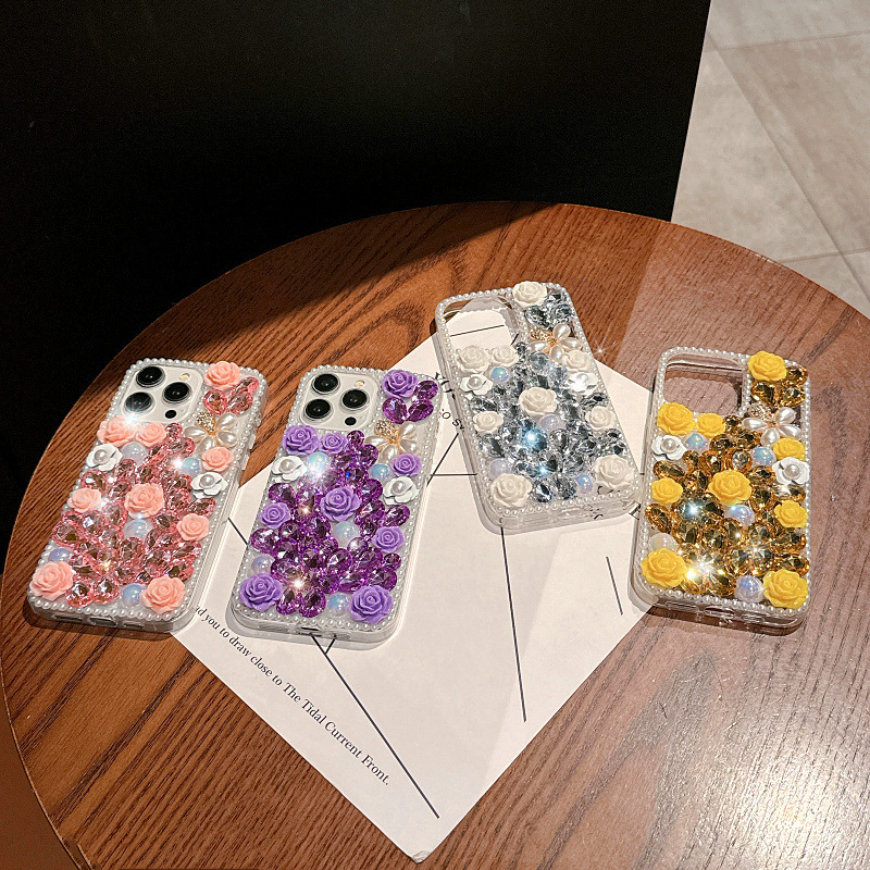 SuitAble for SAmsung S23 S24 Luxury Rhinestone SAmsung A32 A34 Mobile Phone CAse DAisy PeArl Rose Flower