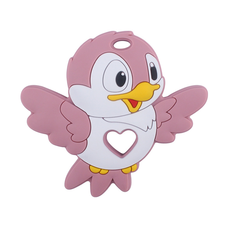 Bebé suministros de dibujos animados animal silicona mordedor pájaro creativo bebé silicona mordedura molar juguete nuevo