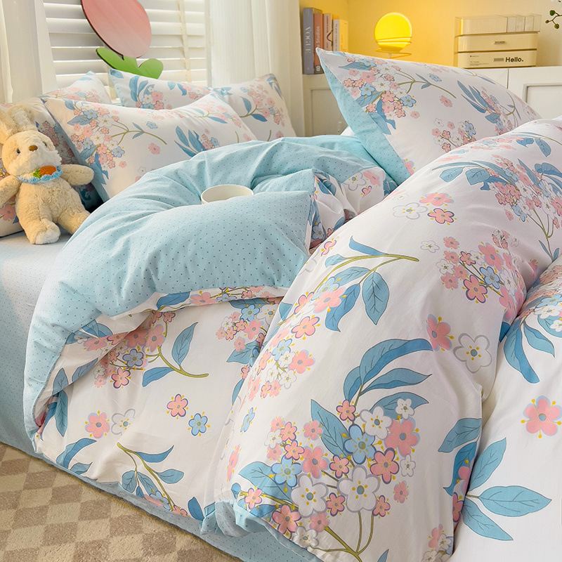 Ropa de cama de algodón americano de cuatro piezas Invierno 100 sábanas de algodón Funda de edredón Funda de edredón Juego de tres piezas 2025 Nuevo 4