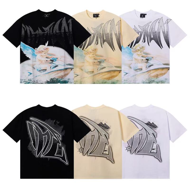 Mixed Emotion American Trendy Brand Angel High Street Hot Diamond Retro Loose Short-Sleeved Full-Print Men's and Women's T-Shirts Mixed Emotion American Trendy Brand Angel High Street Hot Diamond Retro Loose Short-Sleeved Full-Print Men's and Women's T-Shirts