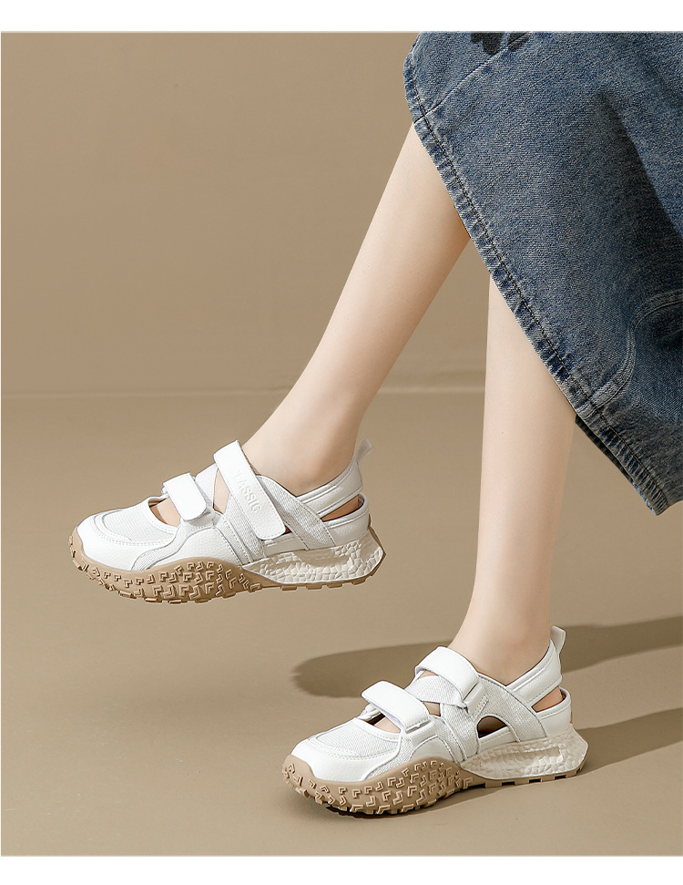 Giày sneaker nữ bít mũi lưới thoáng khí đế dày phong cách thể thao — Màu bạc KD09 chi tiết 20