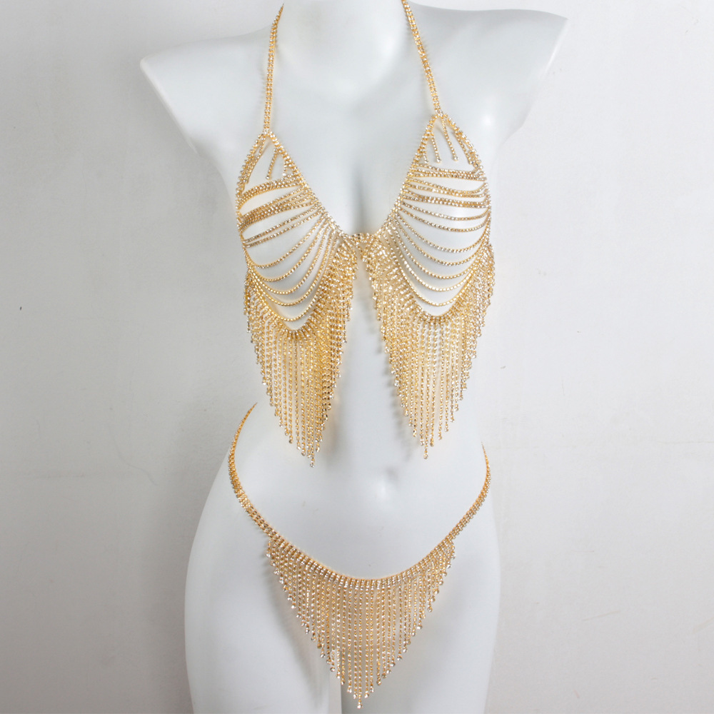 Sexy Strass Körperkette Bikini Bh Set Für Strand Mode_voghion.com