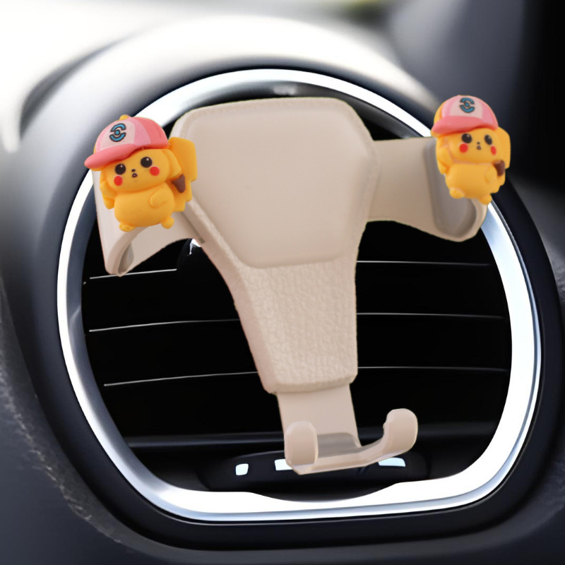 Nuevos adornos de coche de resina Pikachu, adornos de pantalla de navegación de consola central de coche de dibujos animados, adornos de movimiento de cabeza