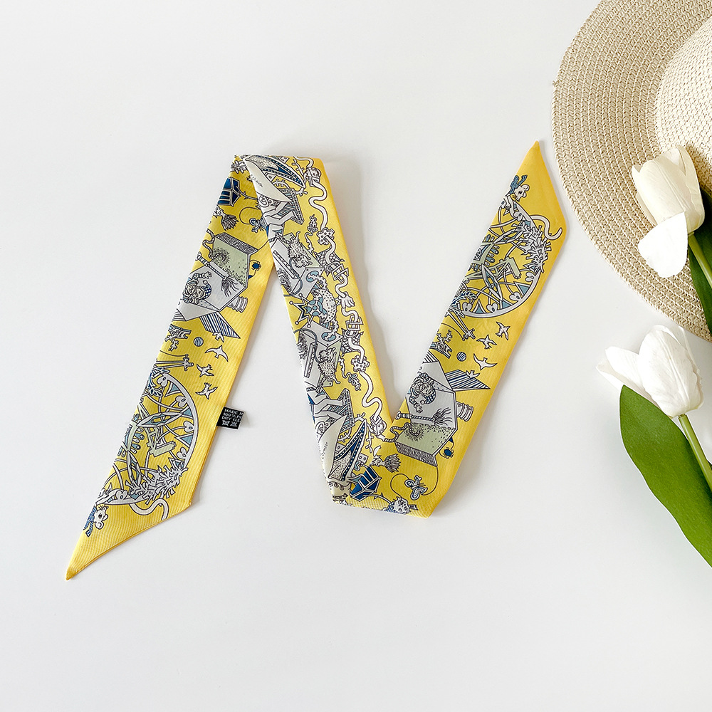 Women's Elegant Retro Printing Bag Satin Silk Scarf display picture 37