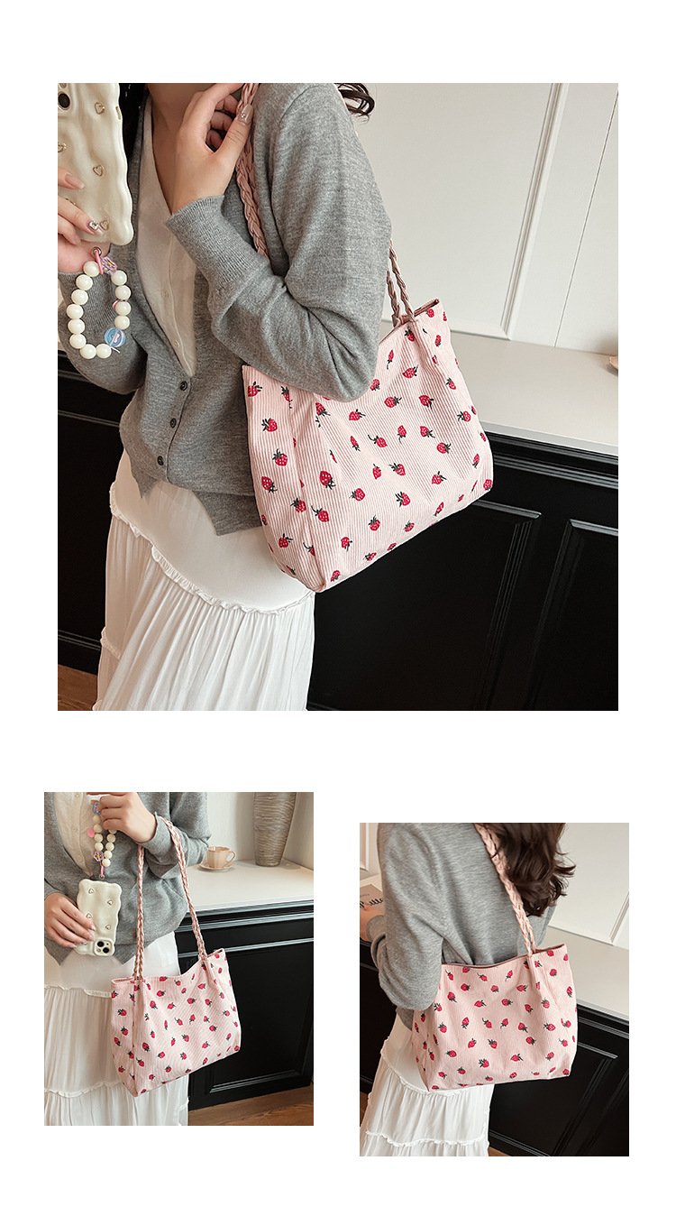 Umhängetasche mit großem Fassungsvermögen für Reisen, Cord-Handtasche, vielseitige Schultertasche, Damen-Einkaufstasche, Pendler-Notebook-Schultasche, neu – Detail 12