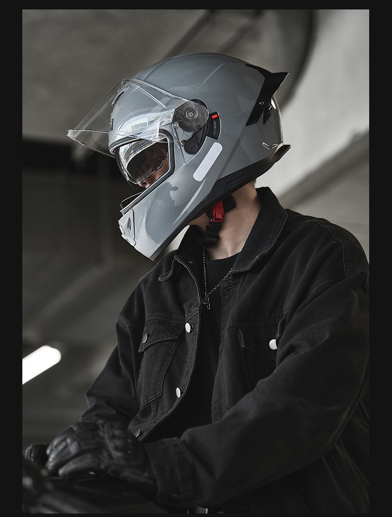 3C/DOT certification motorcycle helmet double lens big tail bluetooth full helmet unisex electric car helmet