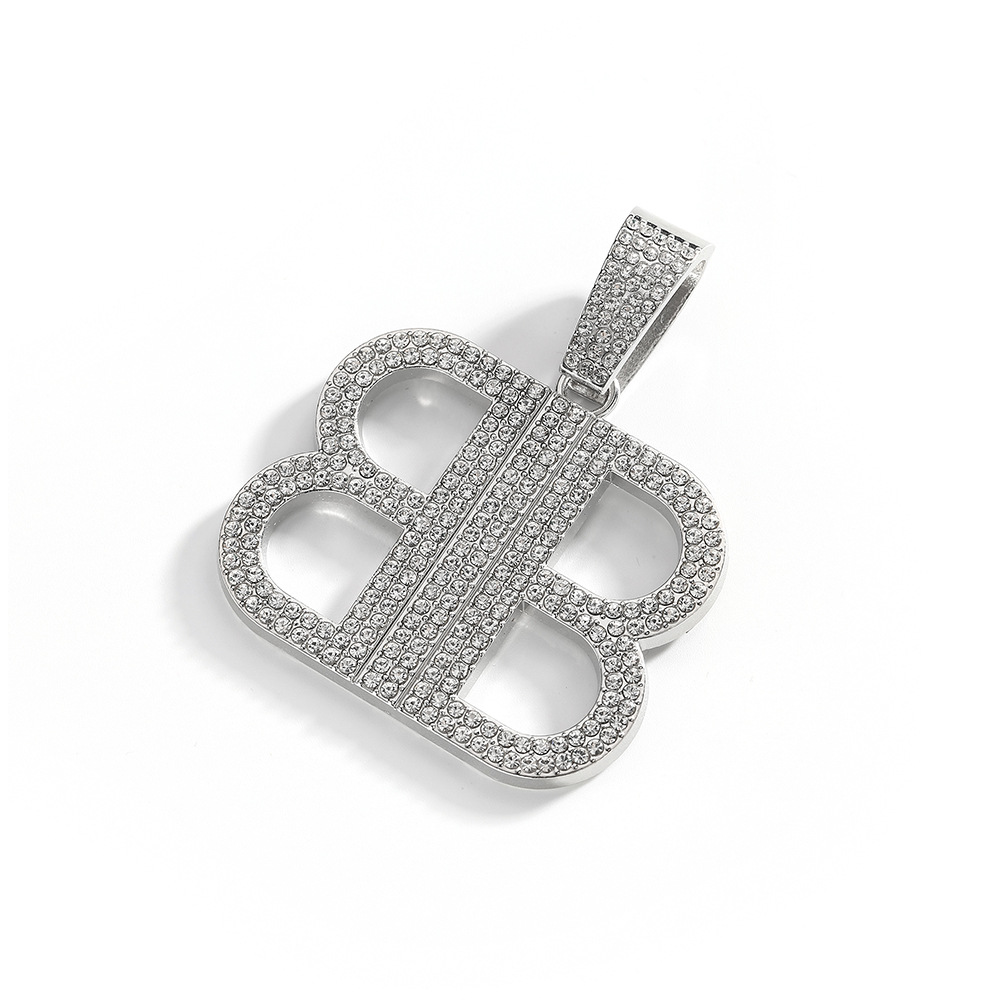 Bajia clásico collar de explosión Bajia B letras retro collar de aleación de alta calidad de material de diamante directo de fábrica