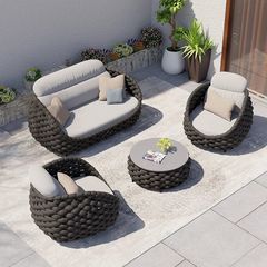 屋外籐ソファ、中庭コンビネーションダブルチェア、レジャーテラス、ヴィラリビングルーム、バルコニー、屋外カウチ家具、ホーム