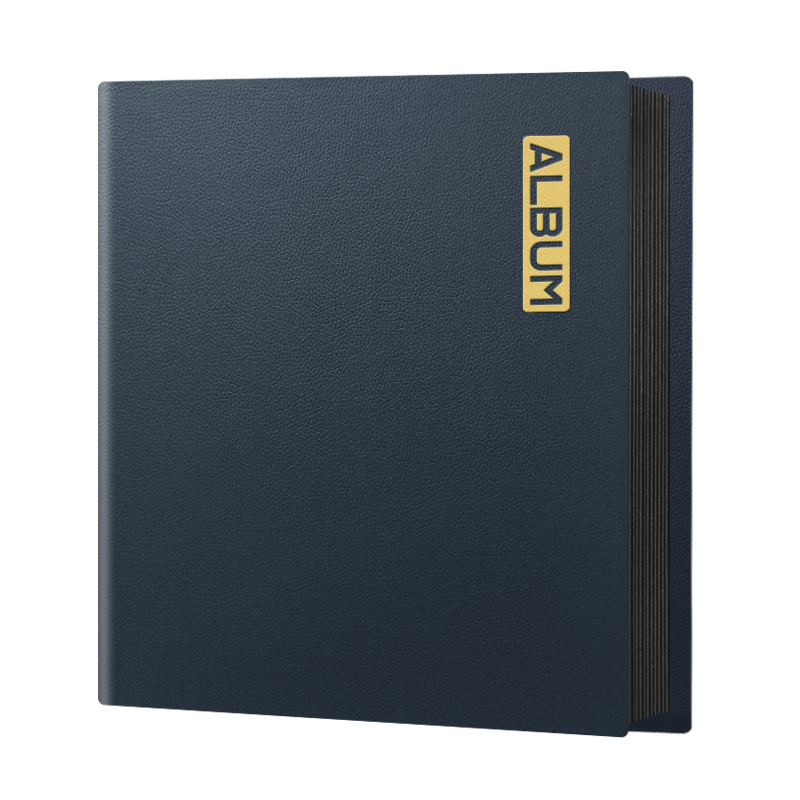 A4 블랙 가죽/20 페이지 블랙 카드