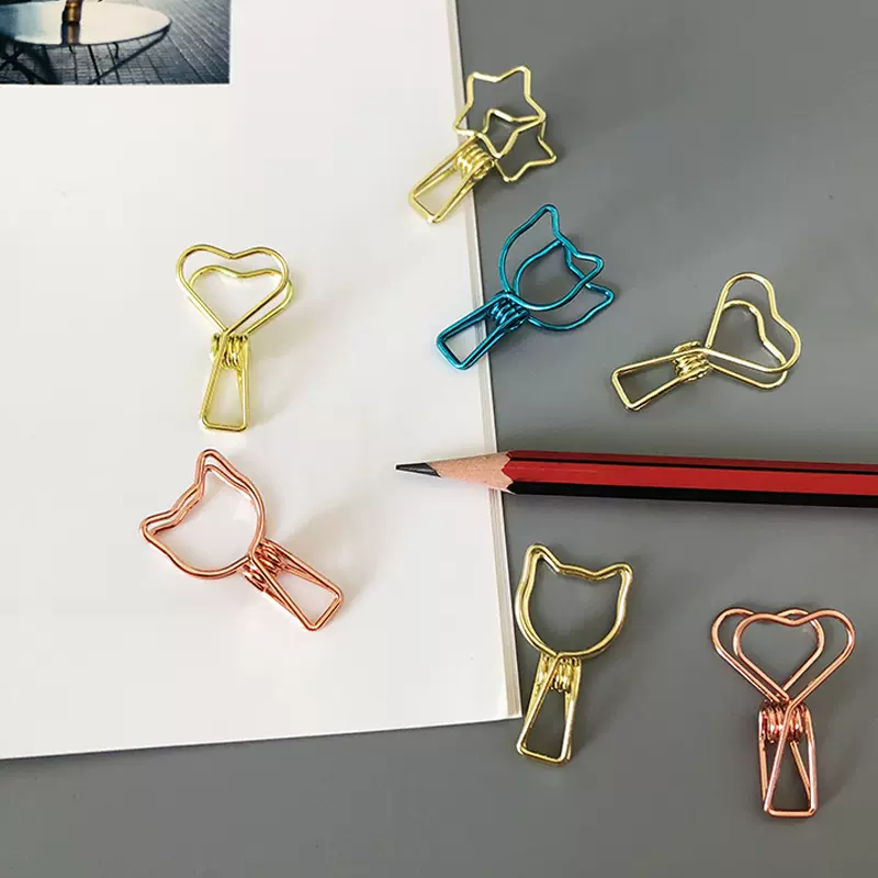 彩色异形小鱼夹办公燕尾夹资料收纳装订夹子鱼尾夹票夹文具长尾夹