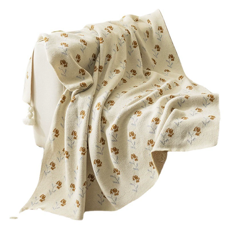 Современное простое ветровое осенне-зимнее цветочное одеяло оптом диван ворс одеяло для кондиционирования воздуха вязаное одеяло украшение для спальни и кровати