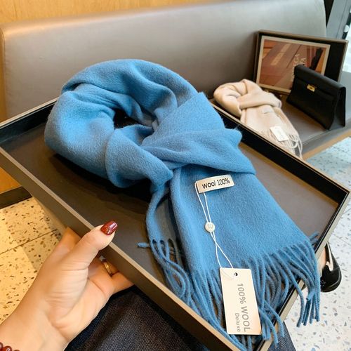 100% Wool Australian Pure Wool Scarf with Long Tassels, Warm Cashmere Shawl, Winter Warmth Knitted Neck Scarf for Couples