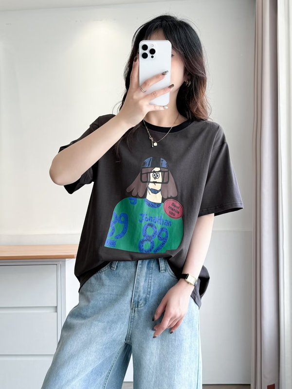 問題 1 プラスサイズの女性のファット mm かわいい漫画半袖 T シャツ女性の夏の新しいスタイルのスリムトップ|undefined