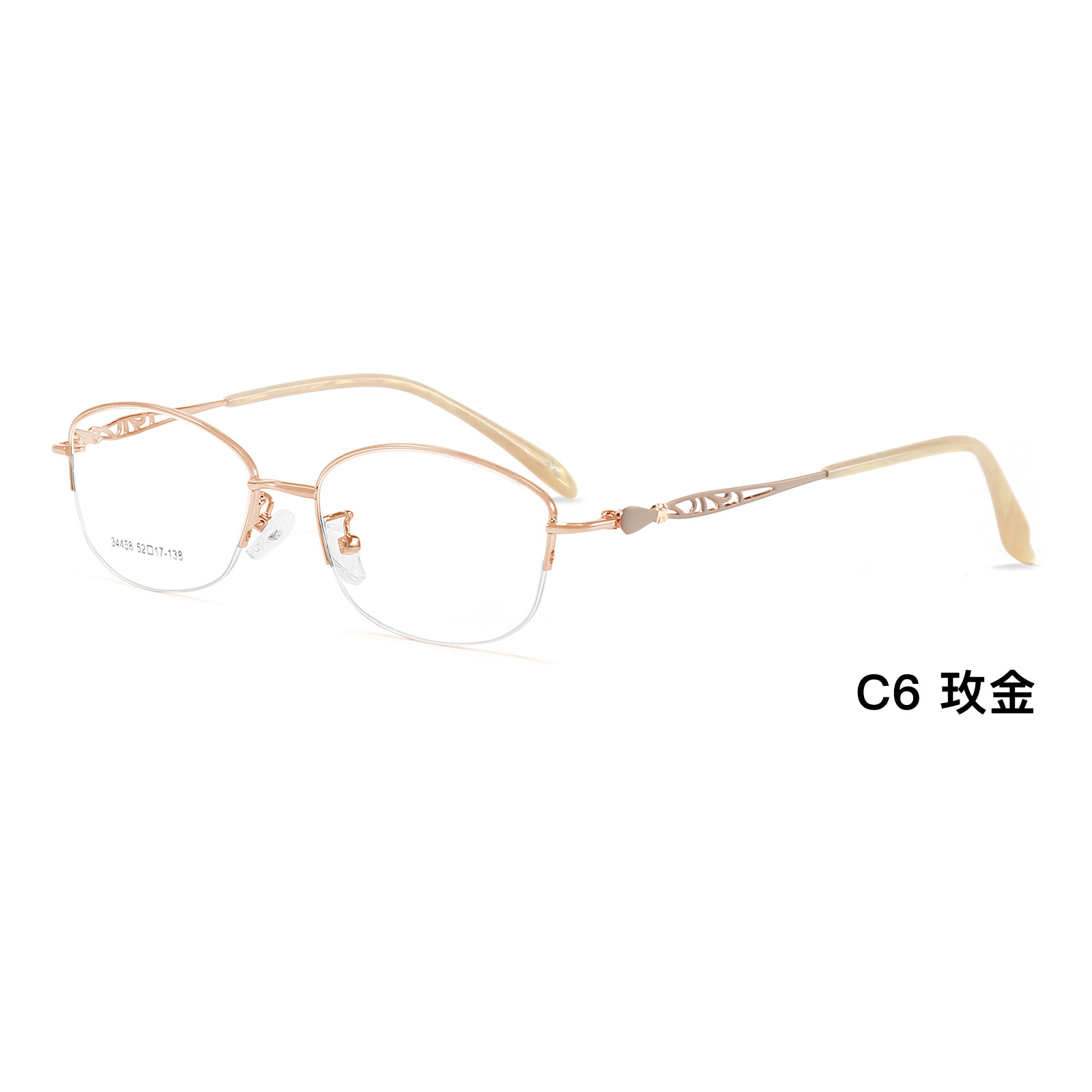 Elegante y encantadora Aleación de las mujeres gafas Marco de luz de lujo elegante gafas talladas piernas pueden ser equipadas con gafas Danyang al por mayor