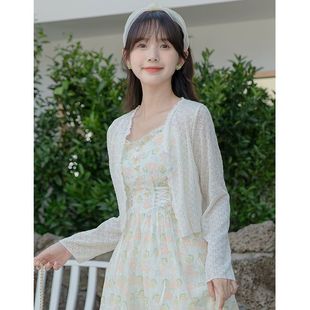 Thin Cardigan for Small Women in Summer 2025 New Style with Suspender Skirt Blouse Shawl Outer Sun Protection Jacket