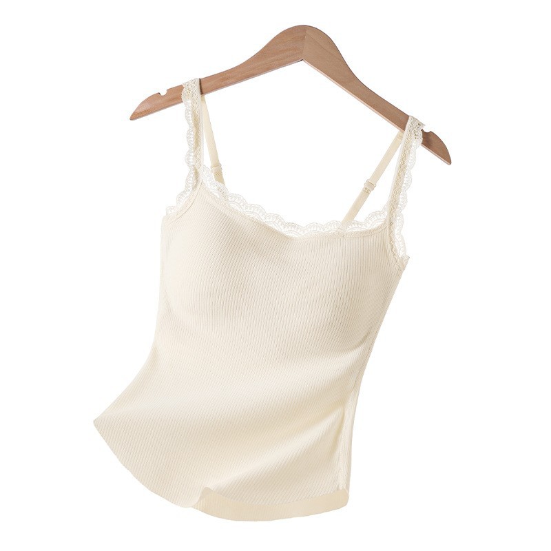 Otoño y invierno lana seda de seda calentamiento chaleco de cabina de dama con cojín de pecho en un cuerpo calentado camisa legging superior