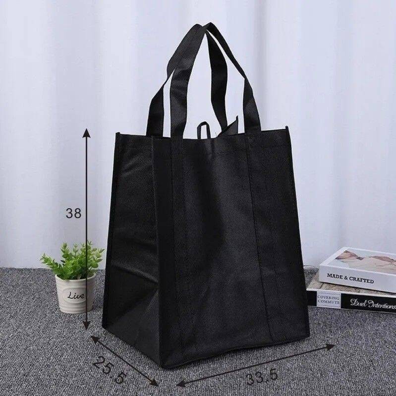 En stock Amazon conveniente bolso no tejido bolsa de vino tinto sólido engrosado caja completa de compras bolsa de picnic LOGO cambiado a grande