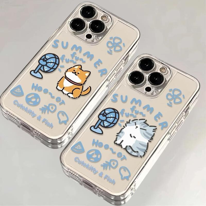 Blowing Fan Kitten Puppy Iphone16Plus Mobile Phone Case 15Promax Apple 14Pro Anti-Fall 13 New Style
