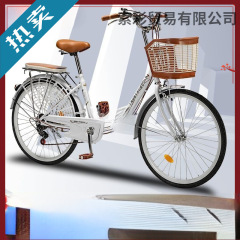 毫2上海某凰旗下品牌自行车车件变速通勤学生复古轻便v刹单车女自